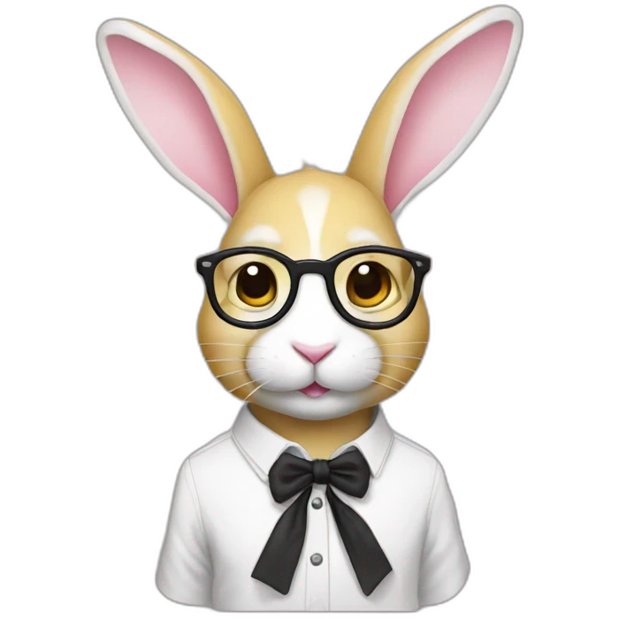 Specialist rabbit pink with glasses black wears shirt yellow emoji
