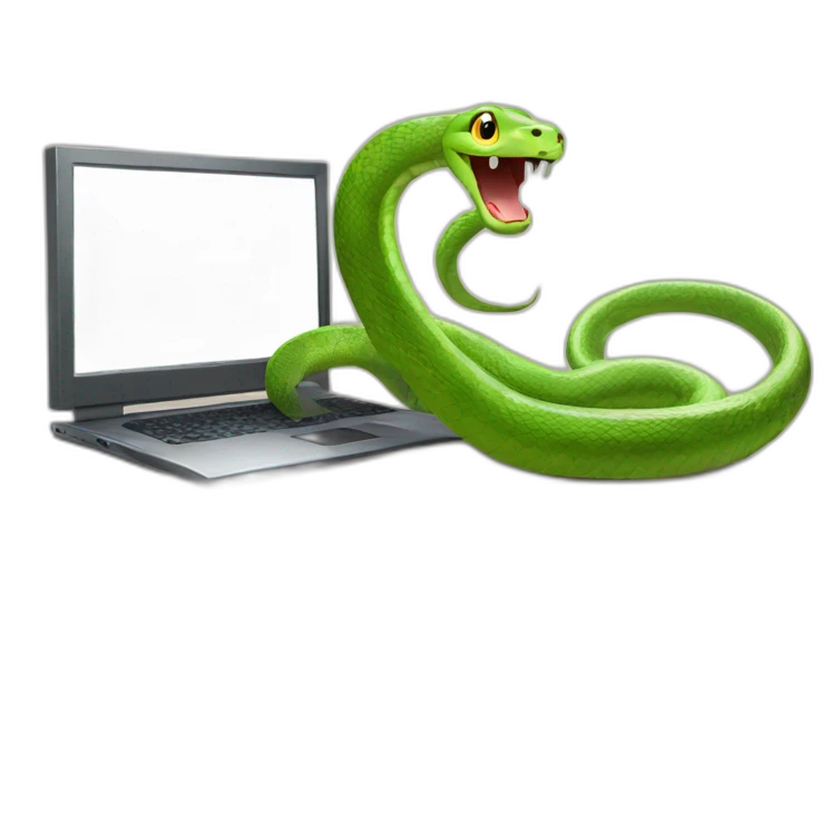 funny snake near the computer emoji