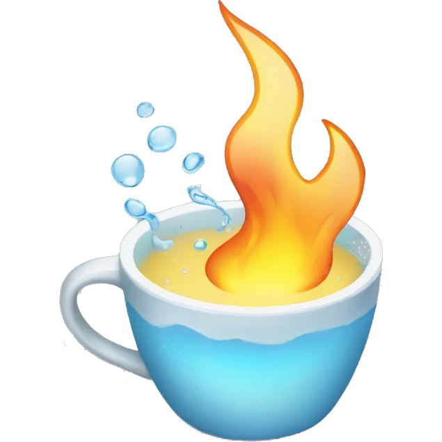 Cup of water quenches fire emoji