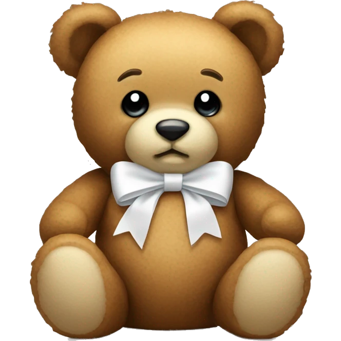 teddy bear with a White bow  emoji