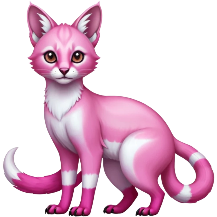 Colorful tropical pearly-albino-white iridescent glorious exotic cute cool beautiful shiny beautiful fantasy-caracal-civet-genet-sergal-vernid-Cacomistle-oncilla-animal-Fakémon-hybrid-fursona (full body) emoji
