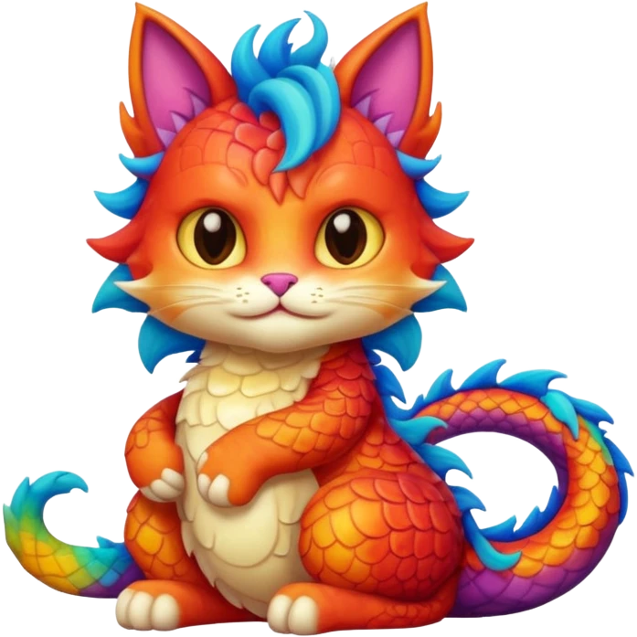 cria um emoji com um gato a abraçar um dragao emoji