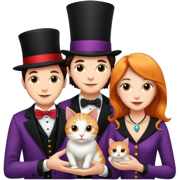 magician couple and their pet cat emoji