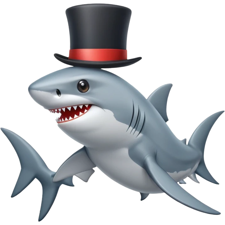 Shark with a top hat emoji