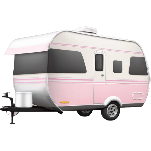 Realistic baby pink camping travel trailer isolated.  emoji