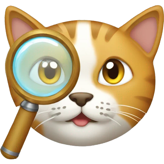 magnifying glass showing a cat emoji