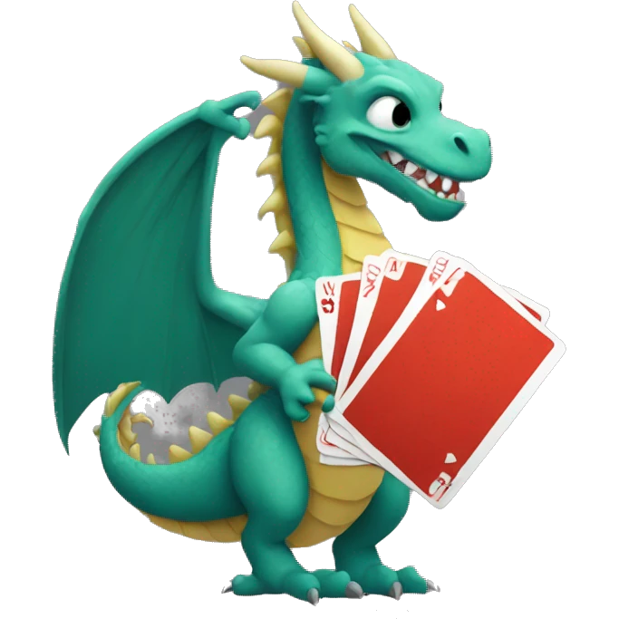Dragon holding a hand of cards emoji