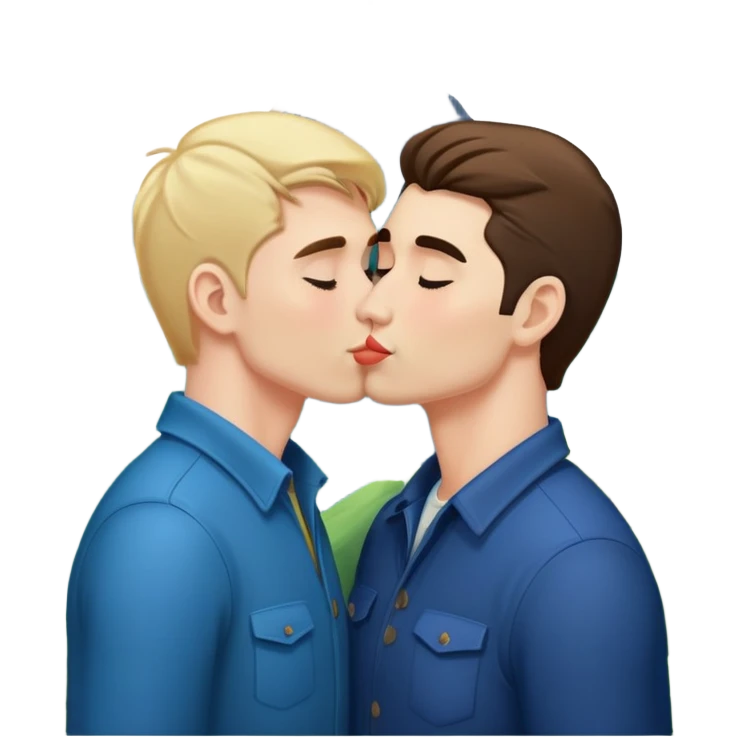two men kissing on a mountain emoji