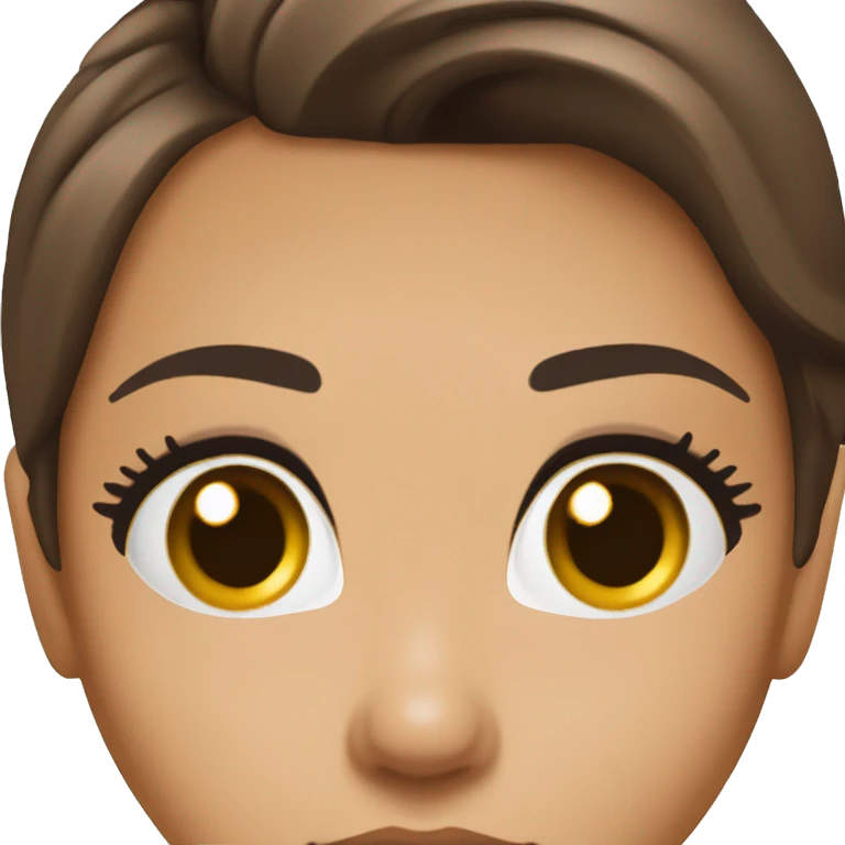 
3/4 face, contrasted, shadow, light, Eva Longoria expression, wink, thin nose, brunette woman, hazel eyes, long eyelashes, dark shoulder shaded hair, white t-shirt emoji