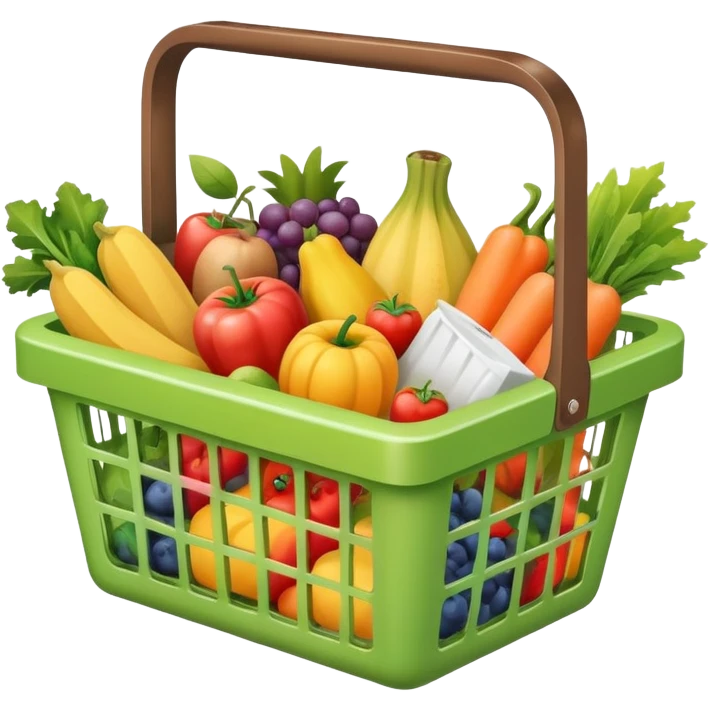 shopping basket full of groceries emoji