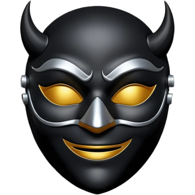 Minimal emoji, gothic mask forged from matte black leather, emotionless expression, smooth heavy surface, subtle metallic texture, deep shadows, no glow, no neon, flat emoji style, centered emoji