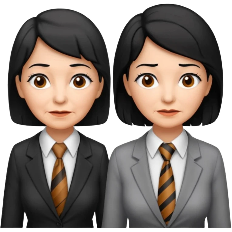 old women with Necktie. different hair styles, black hair. emoji