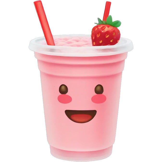 A boba tea with strawberries in it emoji