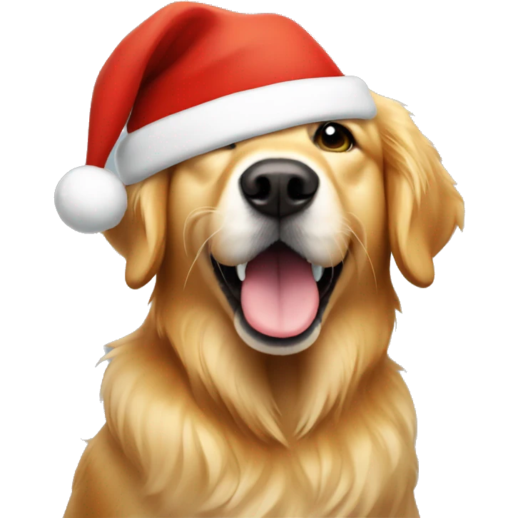 Golden retriever in Santa hat emoji