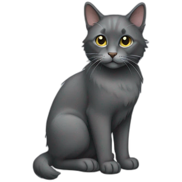 Dark grey cat long hair emoji