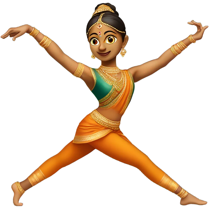 a bharatanatyam dancer with medium to deep skin tone doing the nataraja pose emoji