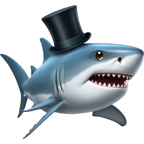 Shark with a top hat emoji