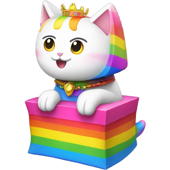 Nyan Cat King Full body  with rainbow box covering it’s whole back emoji