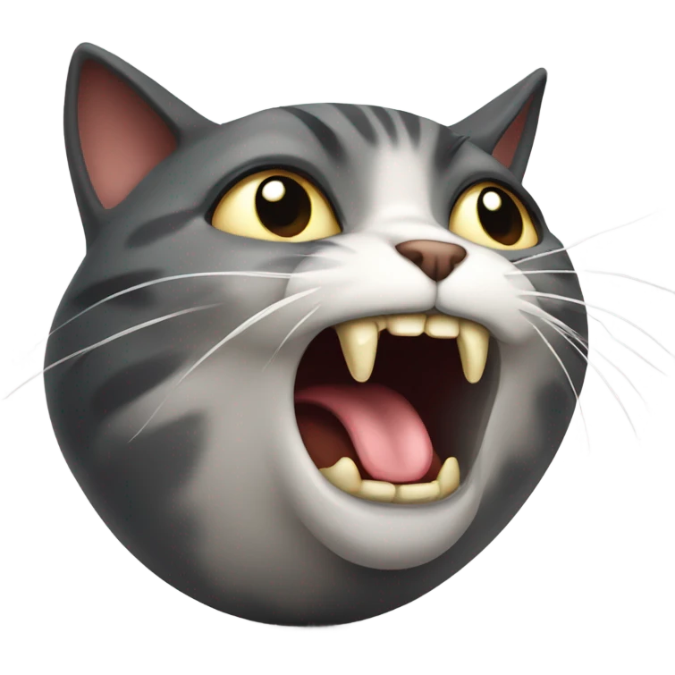 cat shaking its toung out its mouth looking evil emoji