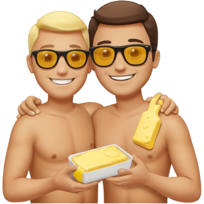 I man puts butter on another man‘S back emoji