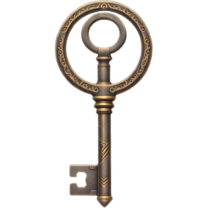 iOS style emoji, minimal ancient key, dark fantasy emoji