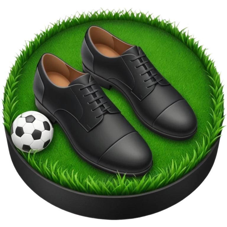 Black suit shoes circular patch of football grass emoji