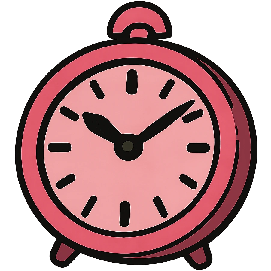 bold ghibli style icon of a pink clock emoji
