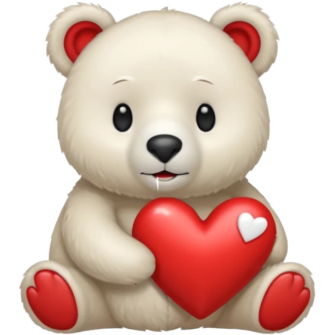 un oso blanco sosteniendo un corazón  emoji