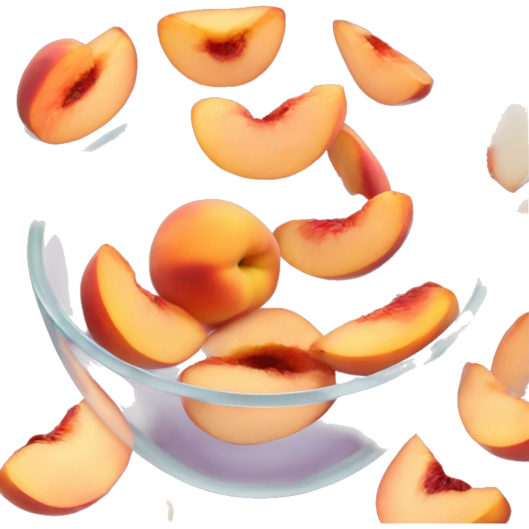 Pink peach slices in a clear glass bowl  emoji