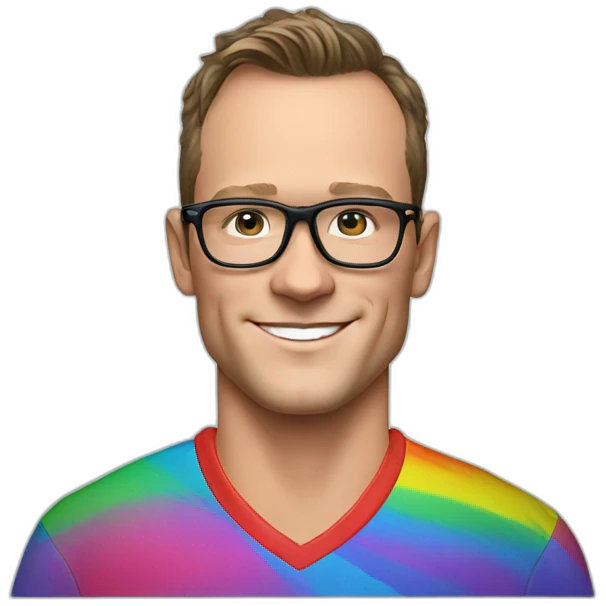 Jonathan Toews wearing glasses and rainbow clothes emoji