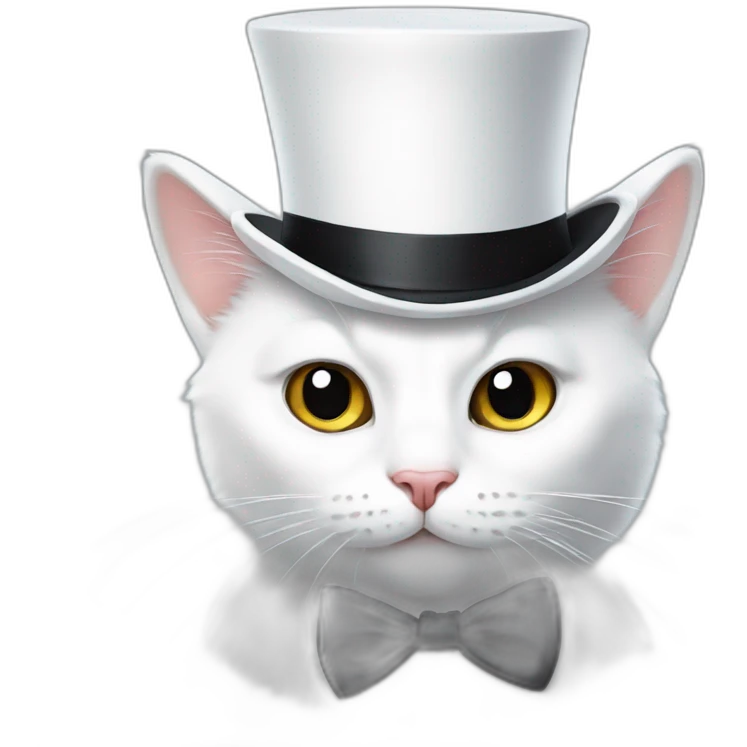 white cat with a top hat emoji