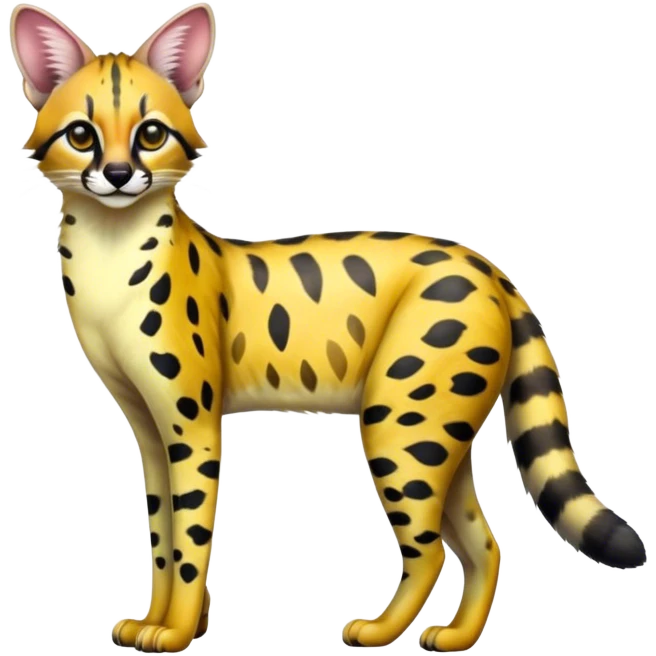 Colorful Serval-Genet-Civet-hybrid, full body emoji