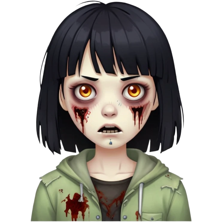 zombie girl with black hair and bangs emoji