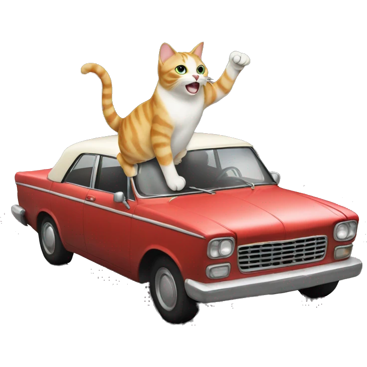 Cat dancing on car emoji