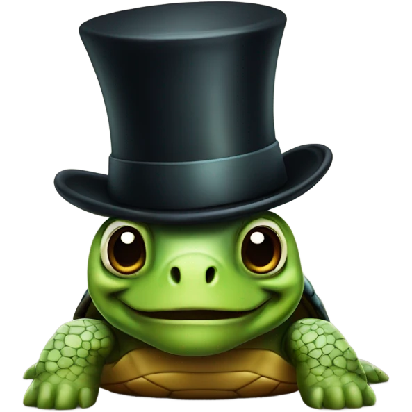 Turtle with top hat emoji