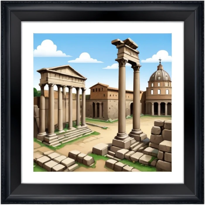 Imperial forum  rome 
no frame, no squared style
aereal view from up emoji
