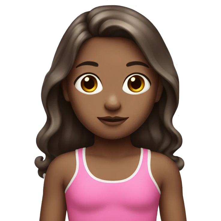 little white girl with pink swimming suit dark brown long hair swimming  emoji