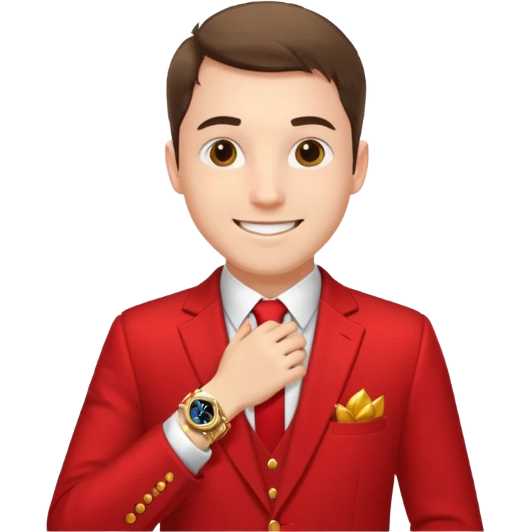 man  in red holiday new year suit emoji