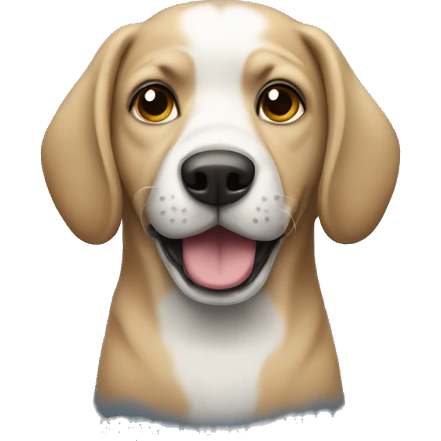 Dog wearing a huddy  emoji