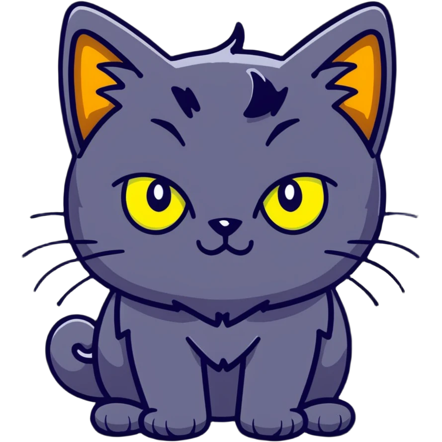 halloween cat with glowing yellow eyes and raised fur emoji