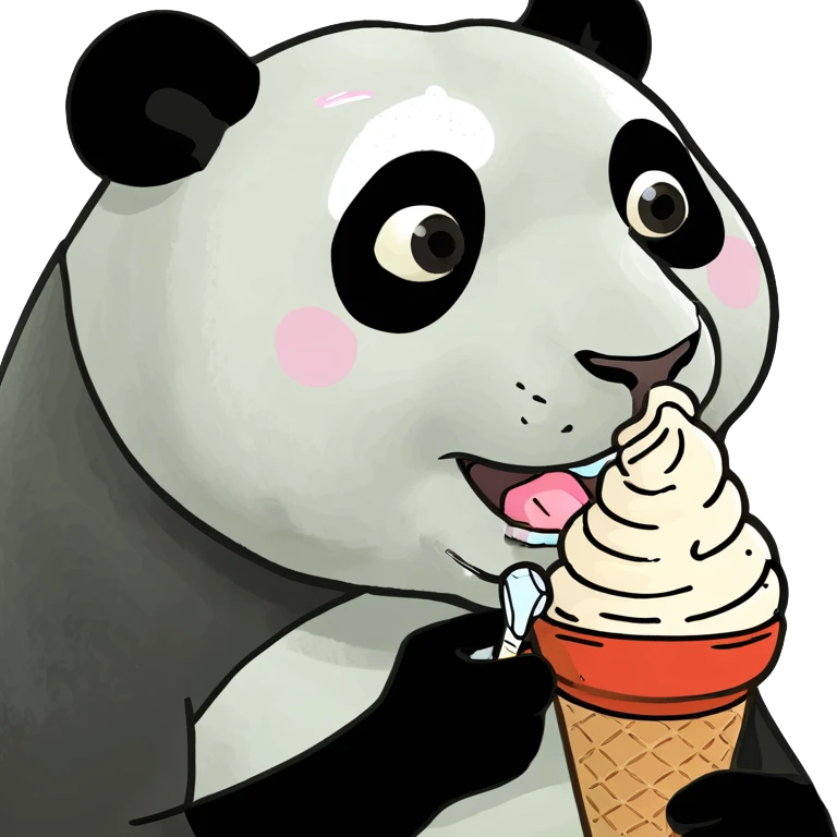 Panda eating ice cream emoji