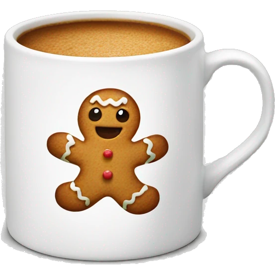 White mug with gingerbread man inside emoji