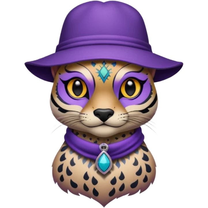 tattooed animal with purple hat emoji