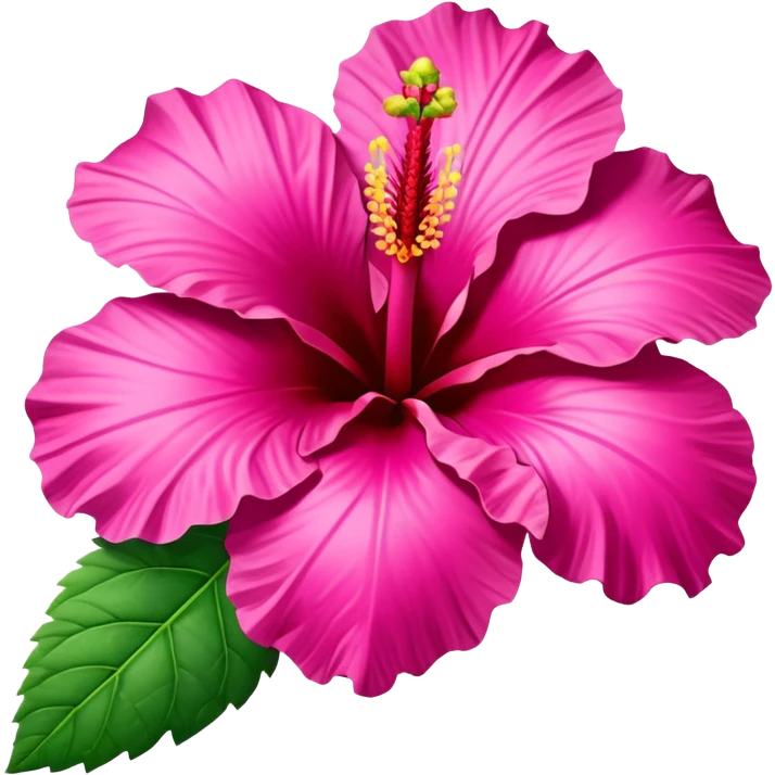 Realistic, detailed, 3D rending, Vibrant Fuchia pink Hibiscus HIbiscus rosa-sinensis emoji