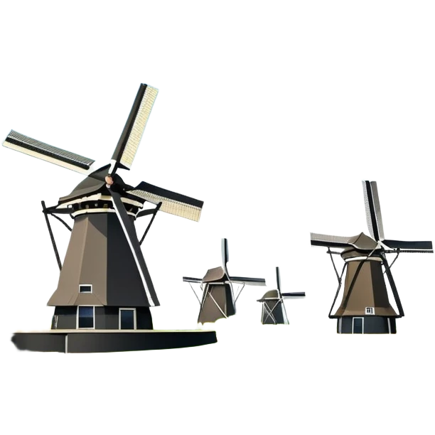 cinematic-realistic-kinderdijk-windmills-landmark-emoji,-showcasing-traditional-dutch-windmills-aligned-along-a-tranquil-canal,-with-lush-green-fields in a picture frame emoji