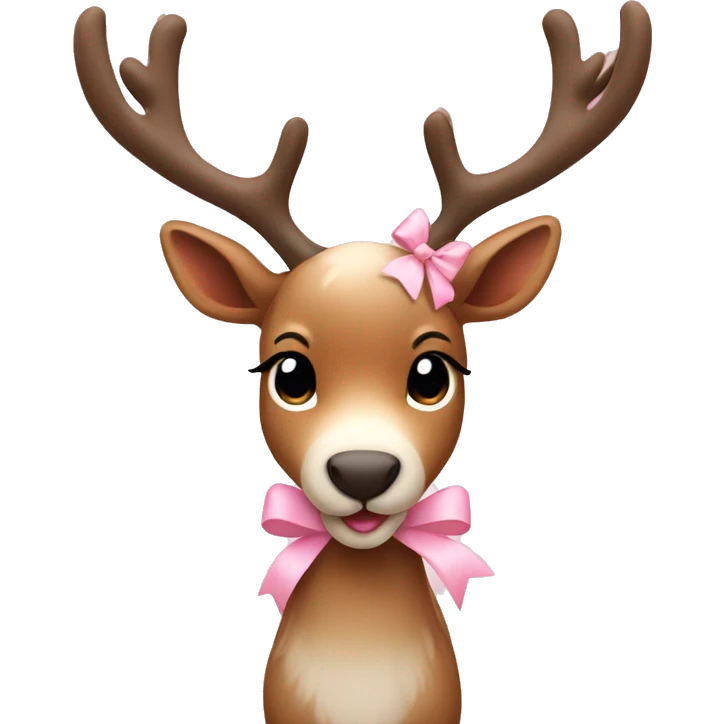 Pretty Reindeer with a light pink bow emoji