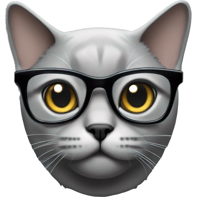 A grey British cat in black glasses  emoji