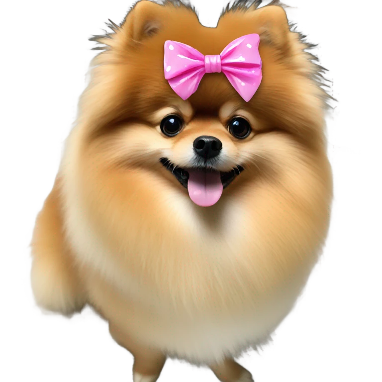Pomeranian wearing a bow  emoji