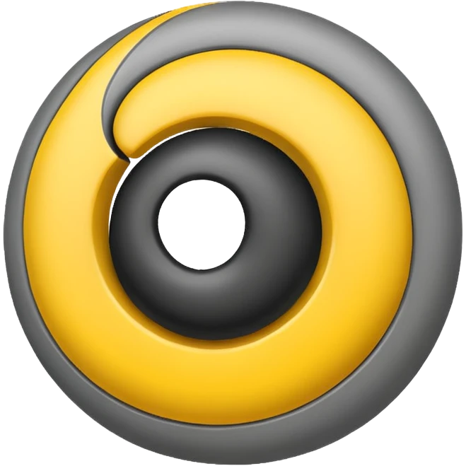 Gray sphere with black scribble and yellow spiral . emoji