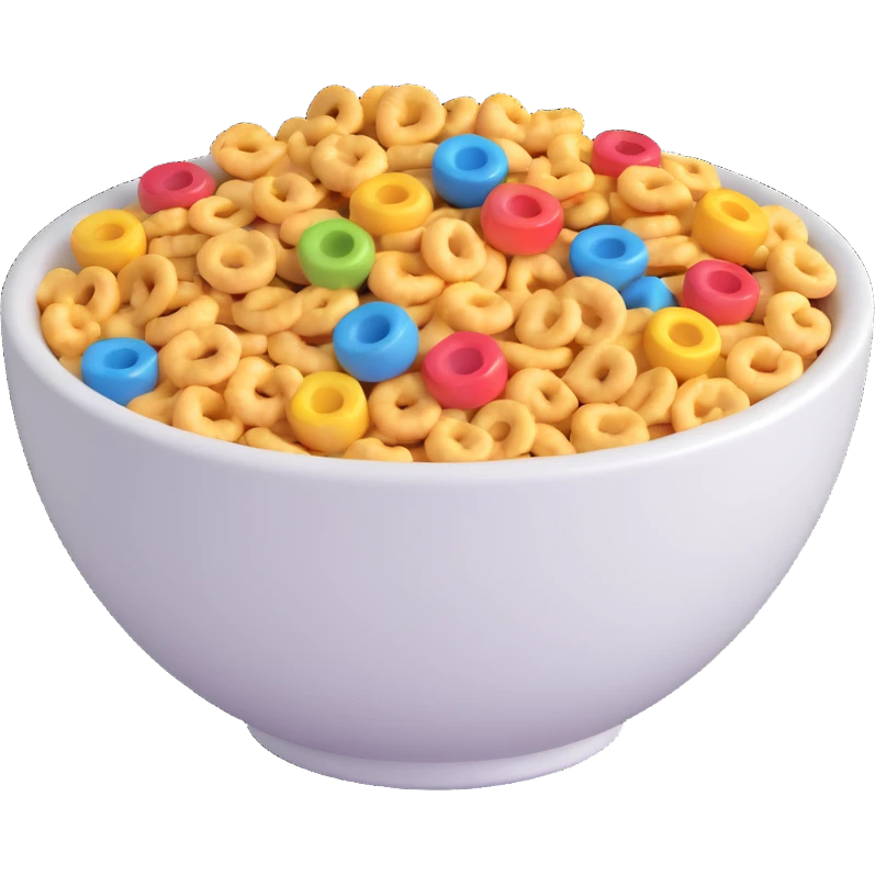 a bowl of cereal, playful and colorful emoji